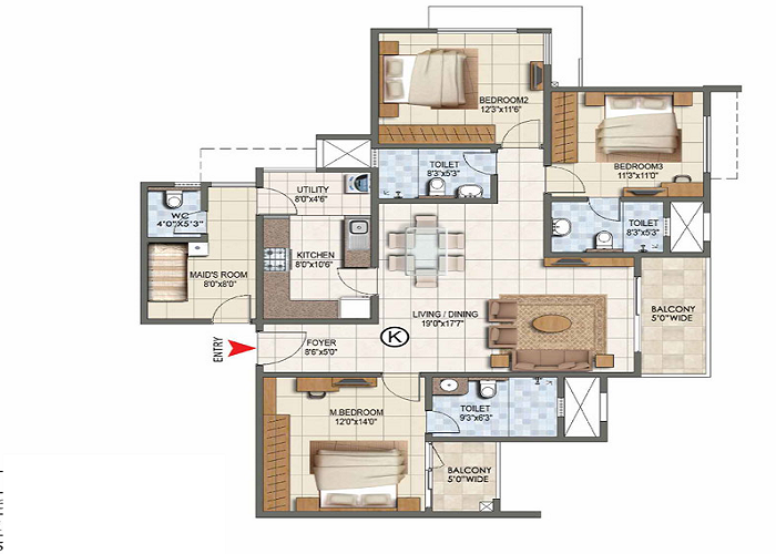 Featured Image of Prestige Hoskote 4 BHK Floor Plan