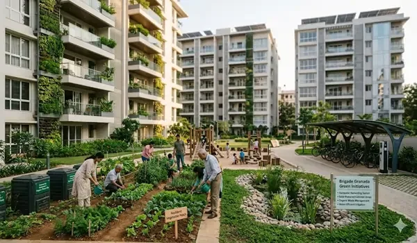Green and eco-friendly apartments in Hoskote 2026 with solar panels and rainwater harvesting on the NH-75 corridor